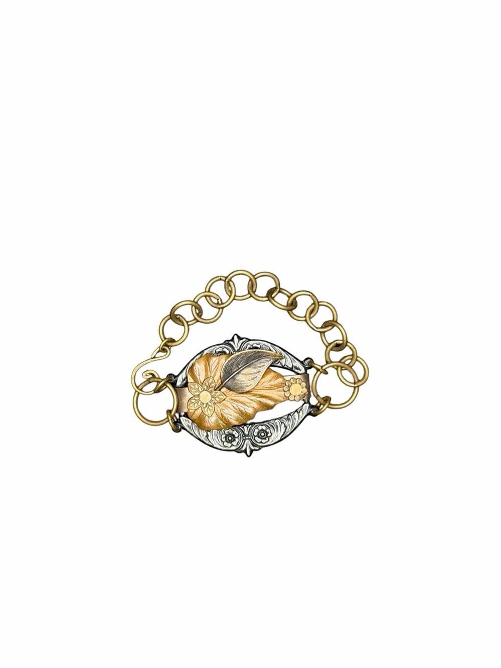 Boutique metal floral chain bracelet